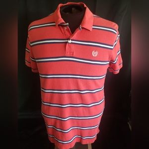 Ralph Lauren Chaps Polo Size Large Red w/ navy and white stripes.  FF125